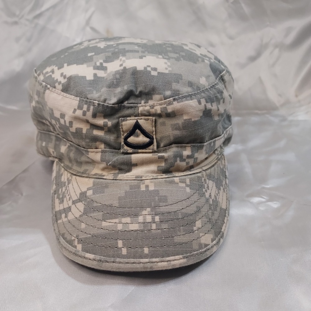R & B Inc. Mens 7 5/8 Patrol Cap ACU Digital Camo Ripstop PFC Rank Insignia